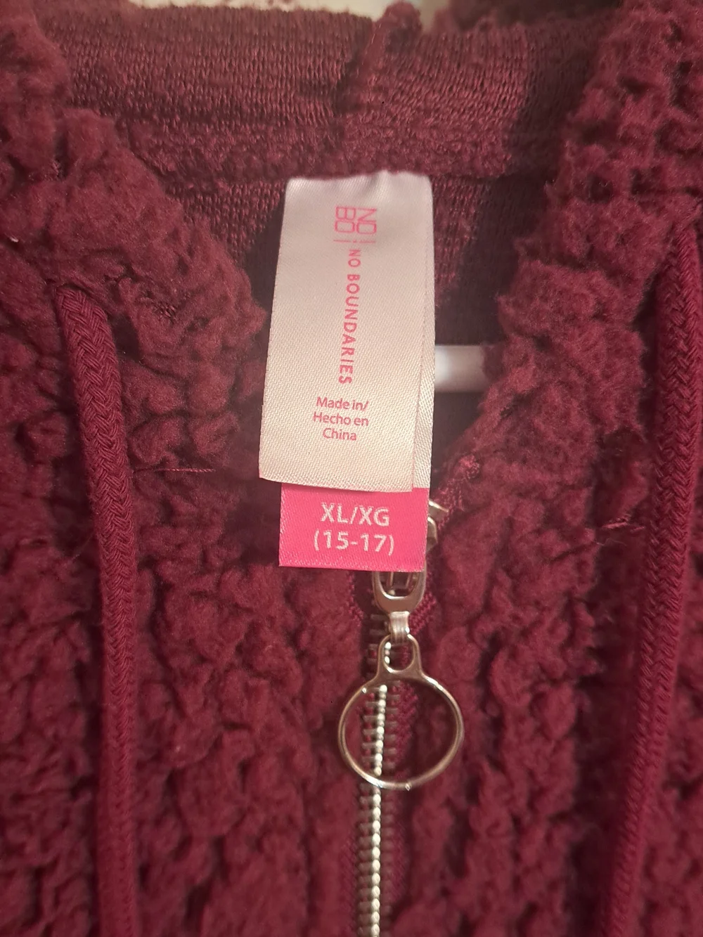 No Boundaries Burgundy Sherpa Half-Zip Hoodie Sweater